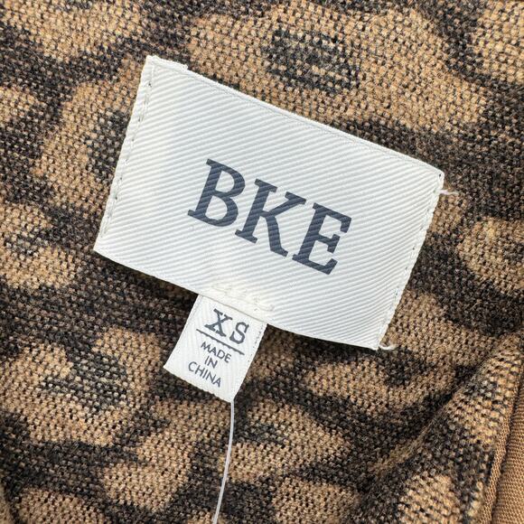 BKE Leopard Vest Womens XS Hooded Jacket Fringe Detail Single Button COMFY NEW - Picture 3 of 11